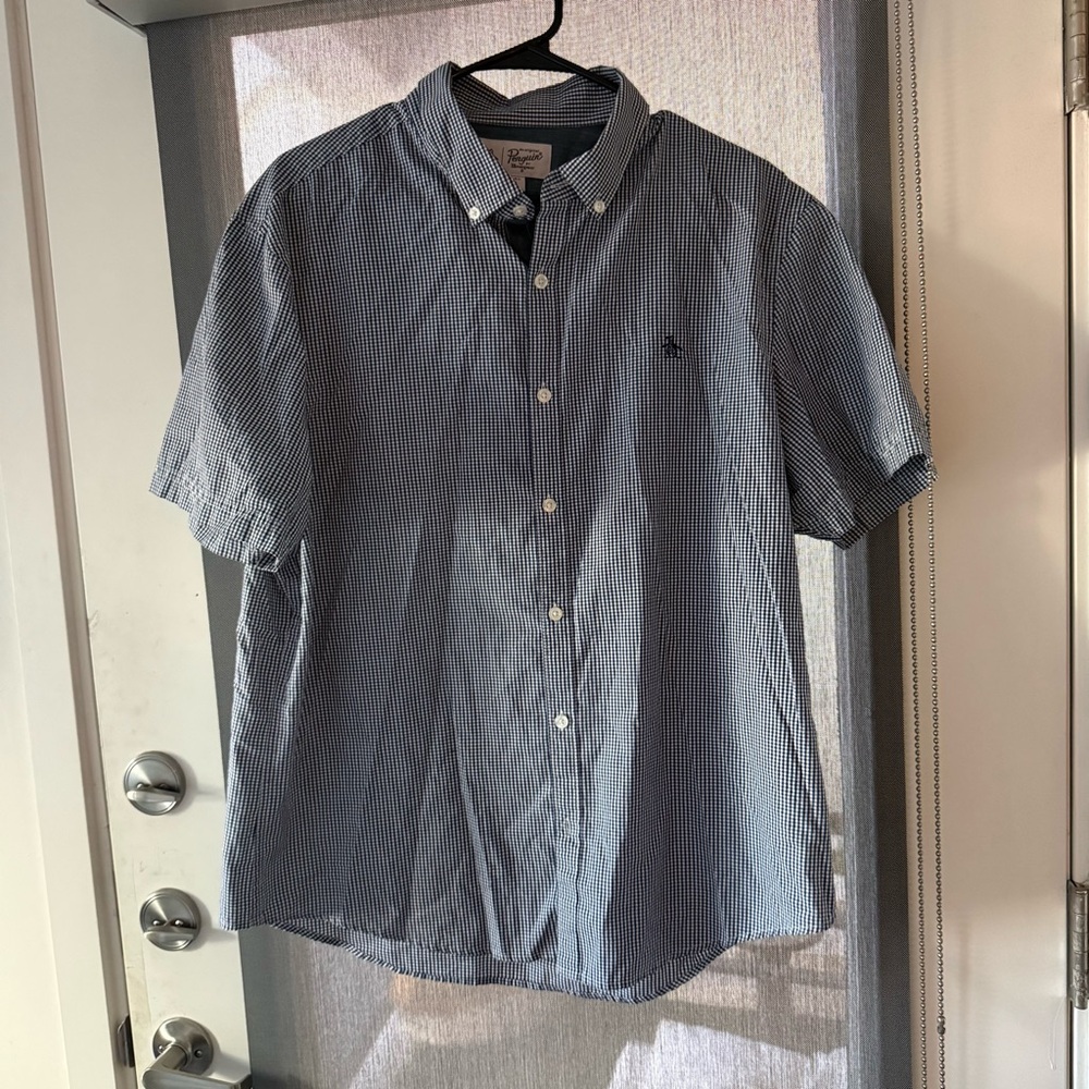 Original Penguin Navy and White Striped Button Down Shirt